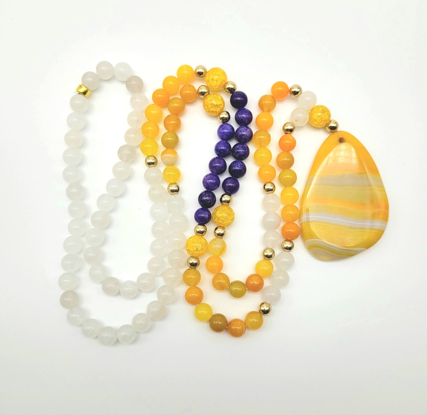 Solar Power Mala Necklace and Bracelet Set
