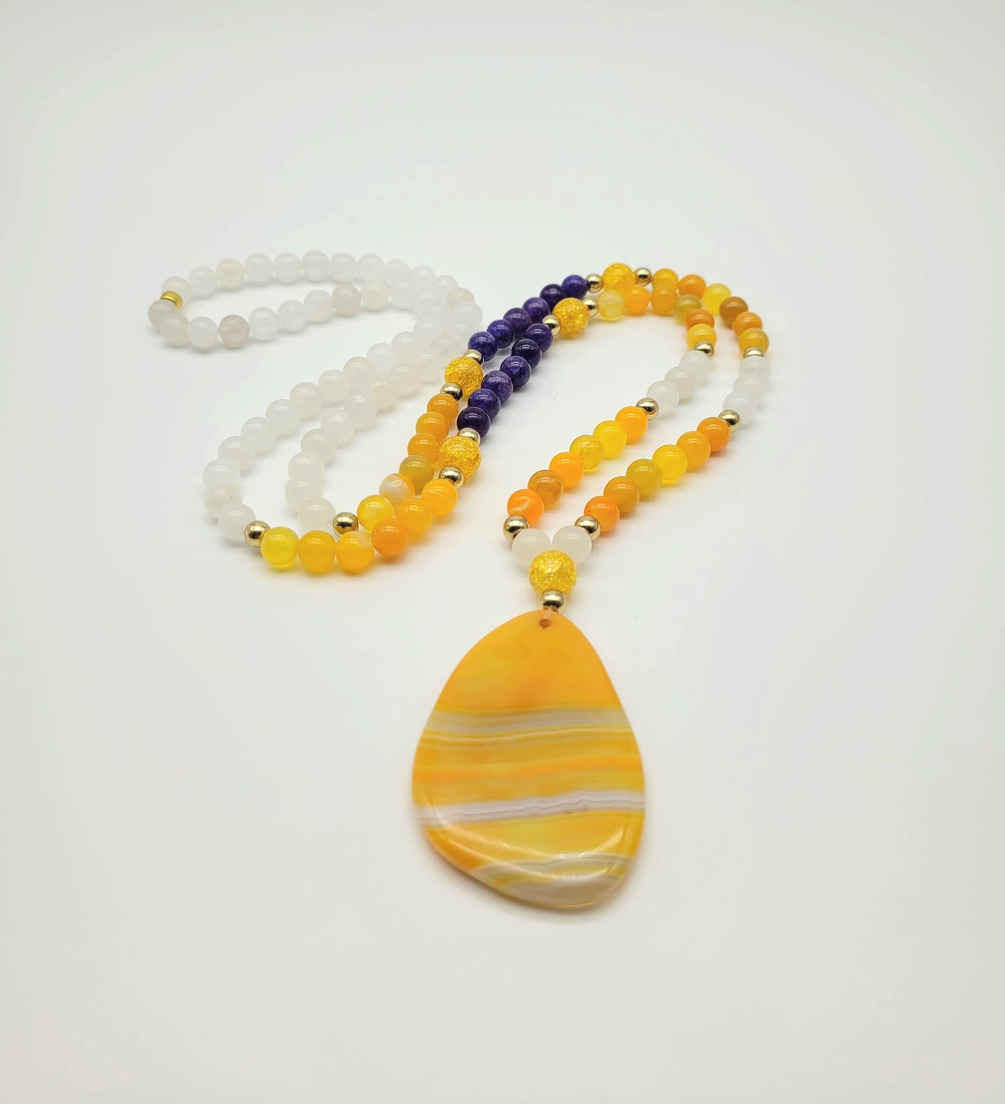 Solar Power Mala Necklace and Bracelet Set