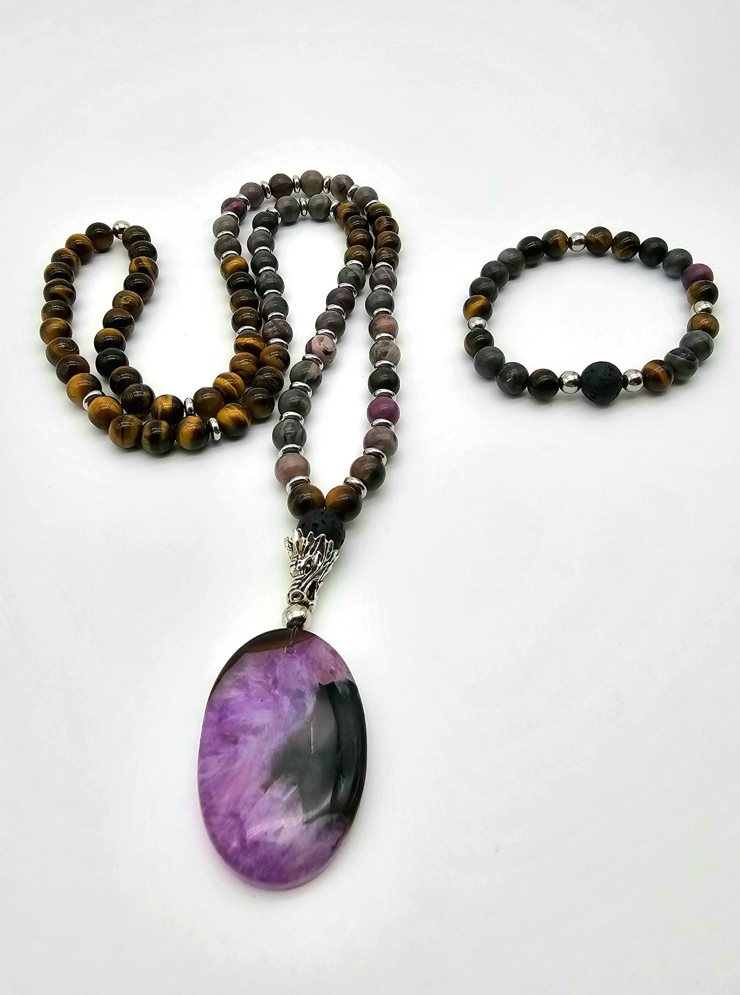 Fearless Dragon Mala Necklace and Bracelet Set