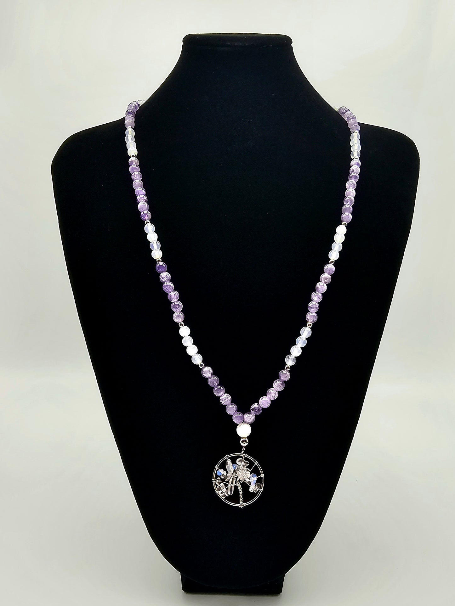 Purple Purify and Protect Mala Necklace and Bracelet Set
