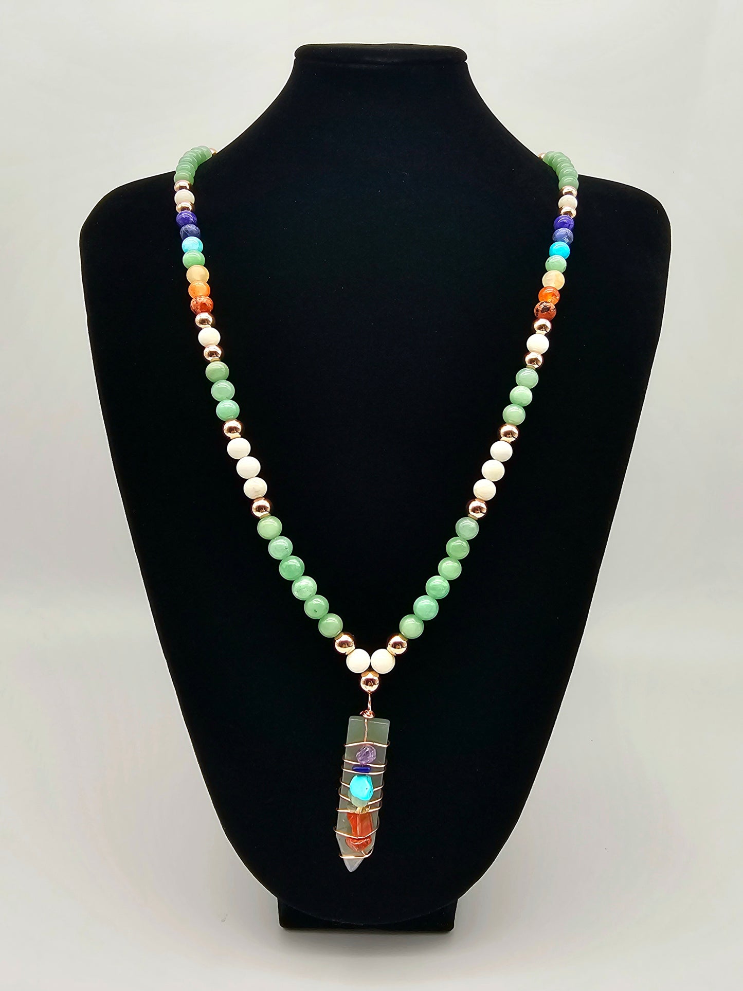Chakra Myanmar Jade Mala Necklace and Bracelet Set