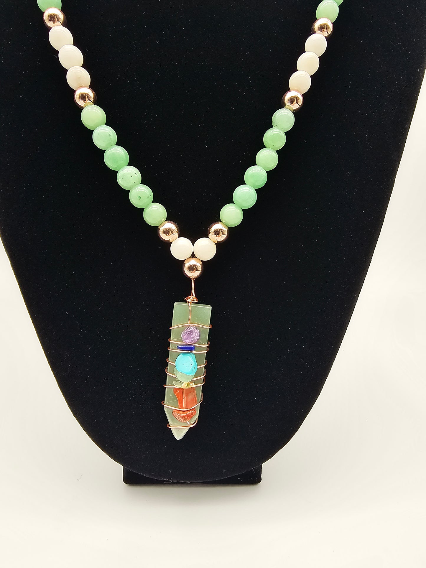 Chakra Myanmar Jade Mala Necklace and Bracelet Set