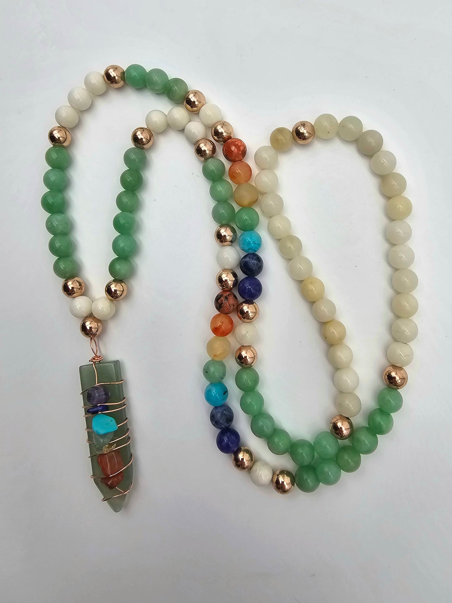 Chakra Myanmar Jade Mala Necklace and Bracelet Set