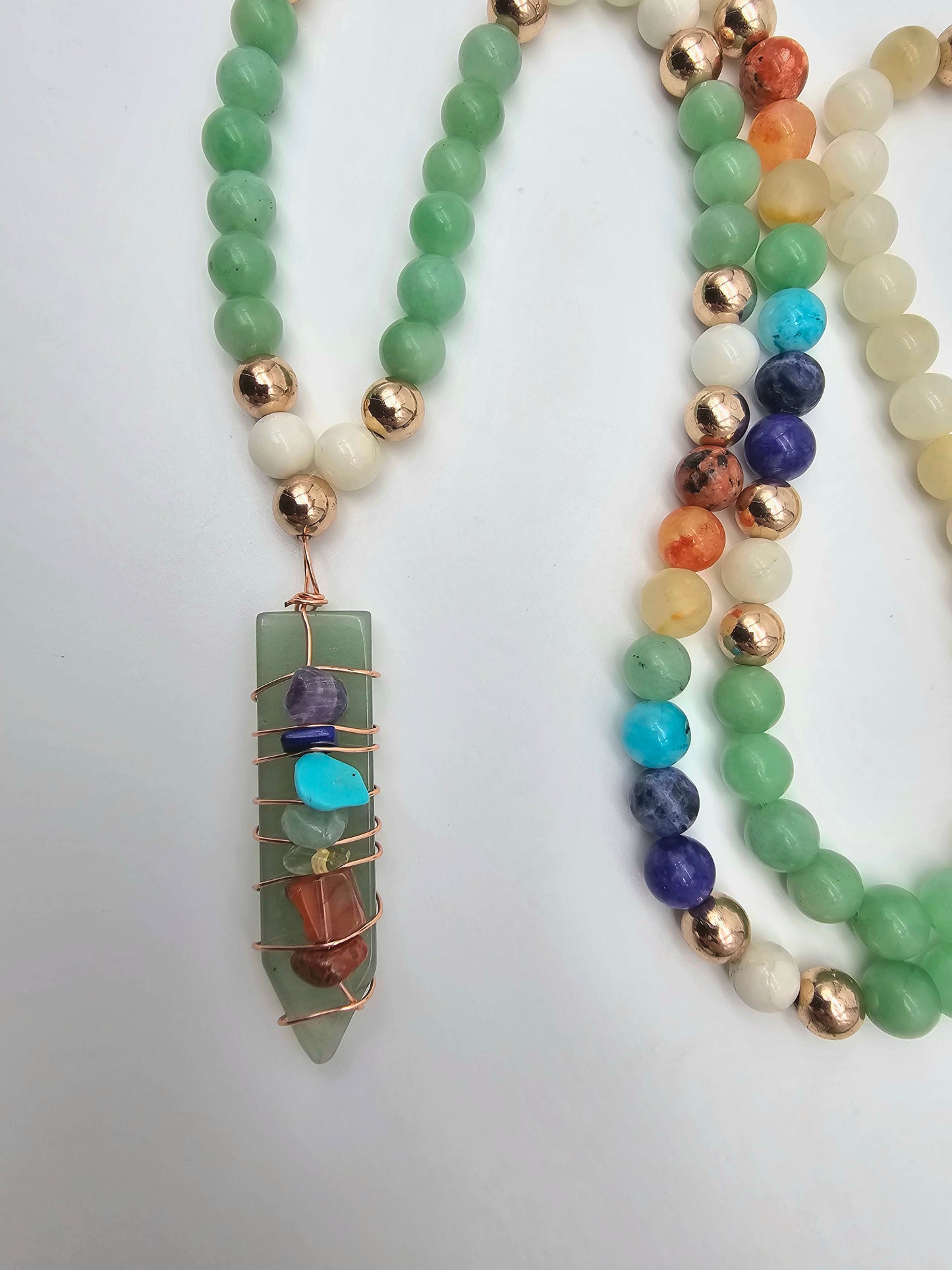 Chakra Myanmar Jade Mala Necklace and Bracelet Set