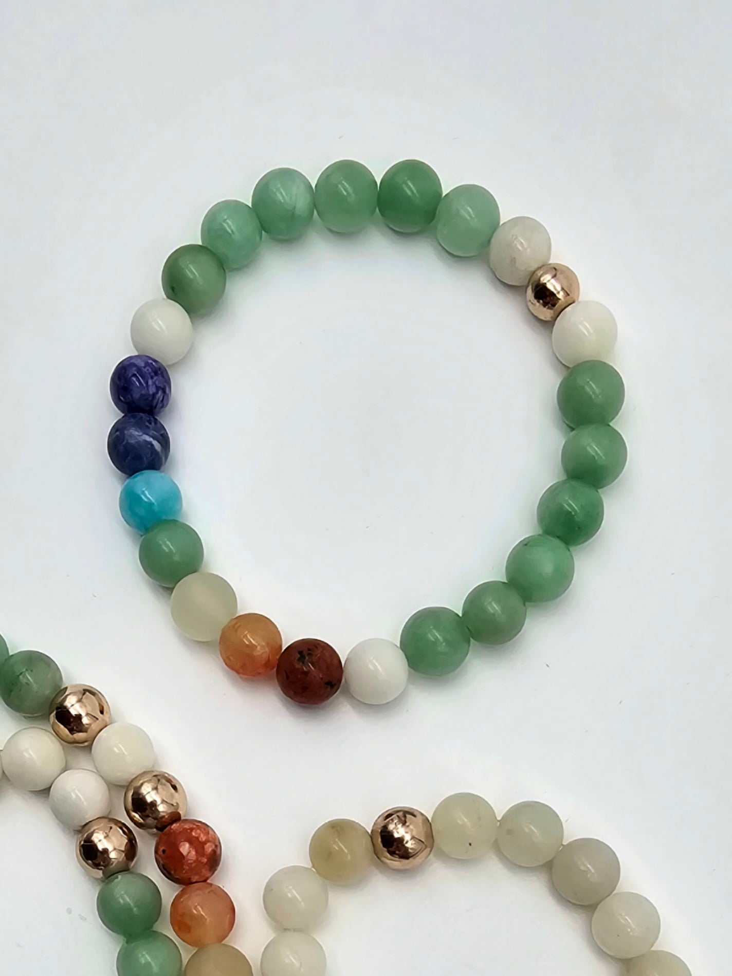 Chakra Myanmar Jade Mala Necklace and Bracelet Set