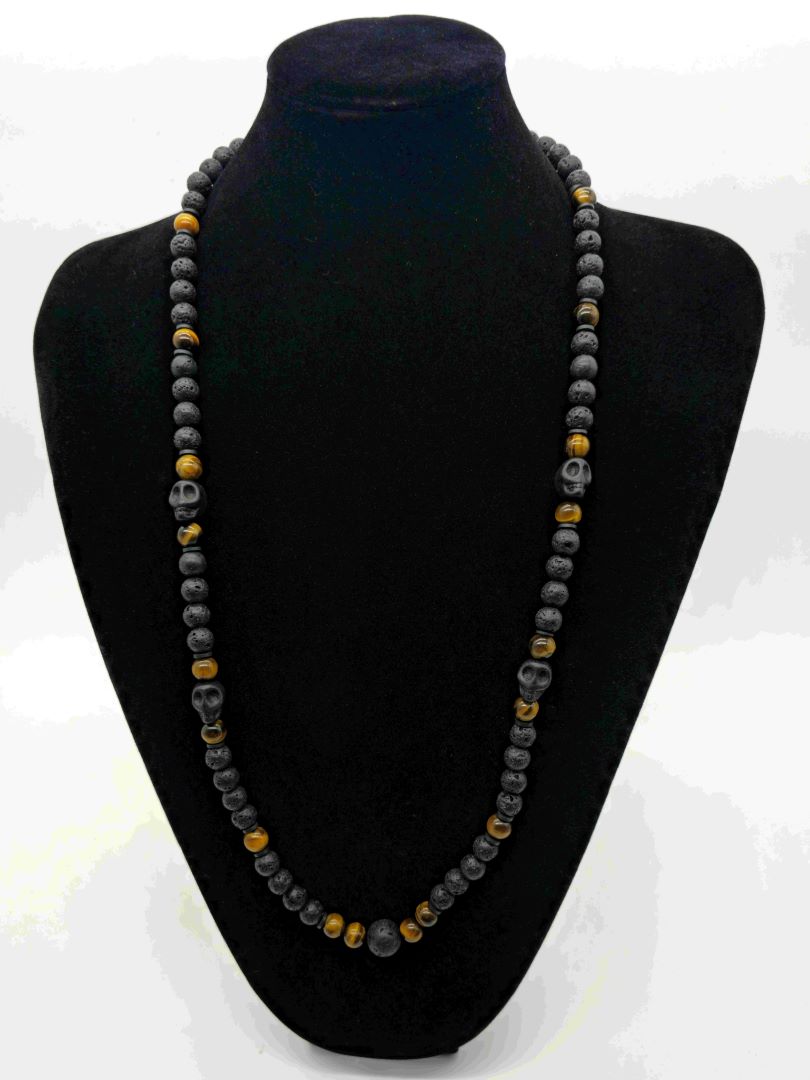 Tiger and Skulls Necklace and Bracelet Set