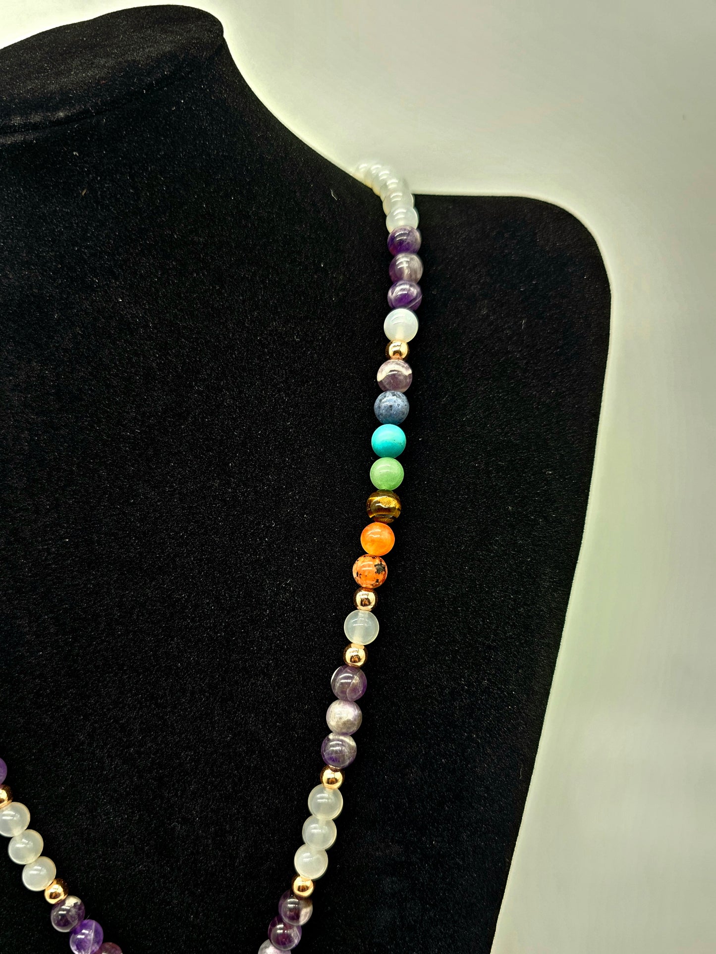 Chakra Amethyst Mala Necklace and Bracelet Set